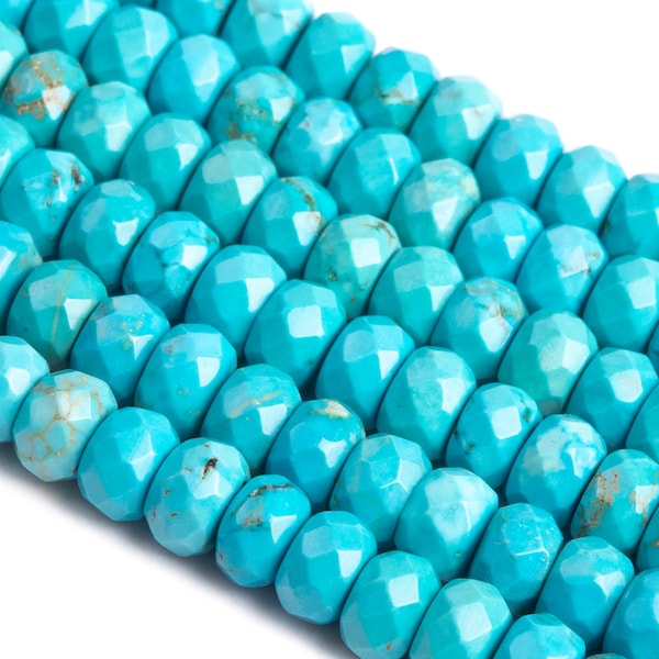 Mint Blue Turquoise Loose Beads Faceted Rondelle Shape 6x4mm 8x5mm