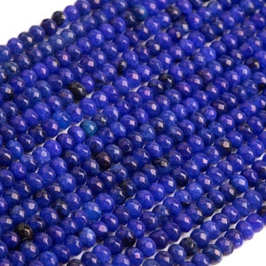 Natural Lapis Lazuli Blue Jade Loose Beads Faceted Rondelle Shape 4x3mm