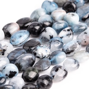Echt natuurlijk blauw aquamarijn biotiet insluitsels losse kralen kiezelsteentjes vorm 8 x 5 mm