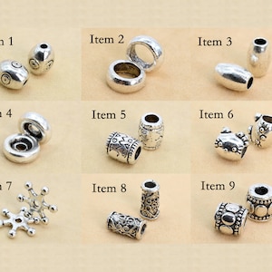 10 Pcs Tube / Rondelle Spacer Beads - Antique Silver Tone Beads