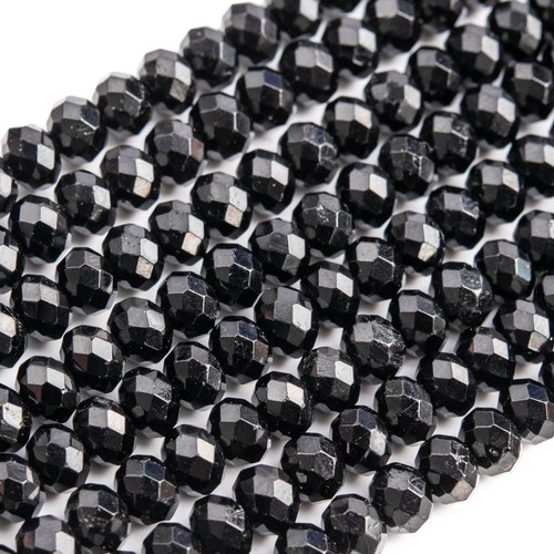 Genuine Natural Black Tourmaline Loose Beads Grade AAA Micro - Etsy