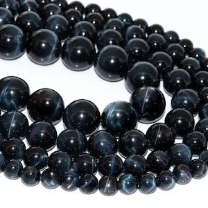 Genuine Natural Blue Tiger Eye Loose Beads Grade AAA Round Shape 6mm 8mm