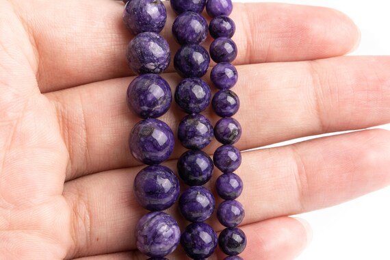 Perline Sciolte Rotonde Di Tormalina Viola In Lepidolite Di Grado AAA - Foto 8