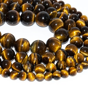 Genuine Natural Yellow Tiger Eye Loose Beads Grade AAA Round Shape 6mm 8mm 10mm 12mm