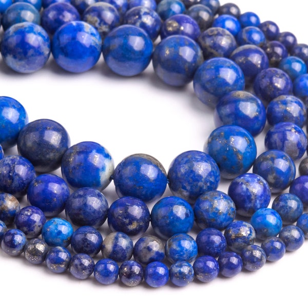 Genuine Natural Deep Blue Lapis Lazuli Loose Beads Round Shape 5-6mm 8mm 9-10mm