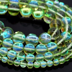 Light Green Mystic Aura Quartz Loose Beads Round Shape 8mm