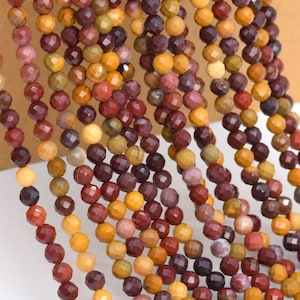 Genuine Natural Red Mookaite Loose Beads Faceted Round Shape 3mm 4mm 5mm