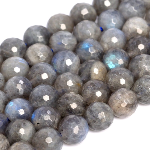 Genuine Natural Labradorite Loose Beads Grade A Micro Faceted Round Shape 6mm 7-8mm