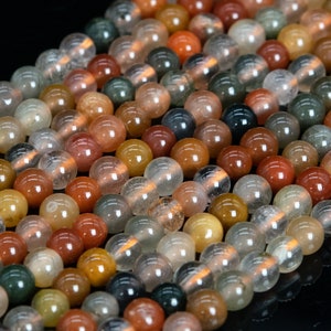 Genuine Natural Multicolor Rutilated Quartz Loose Beads Grade AAA Round Shape 4mm