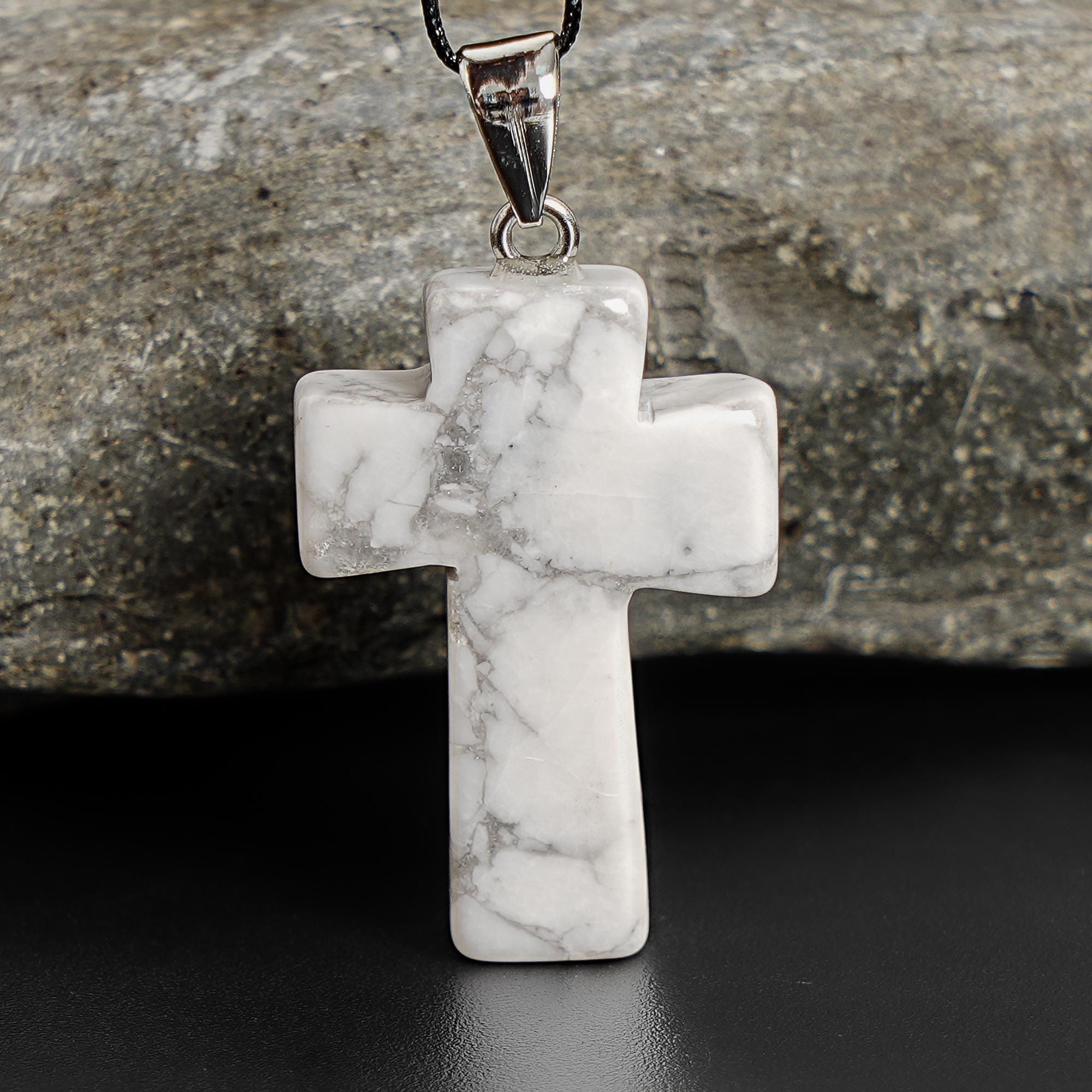 Genuine Natural White Cross Howlite Top Drilled Healing Gemstone ...