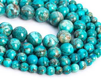 Blue Green Magnesite Loose Beads Round Shape 6mm 8-9mm 9-10mm 12mm
