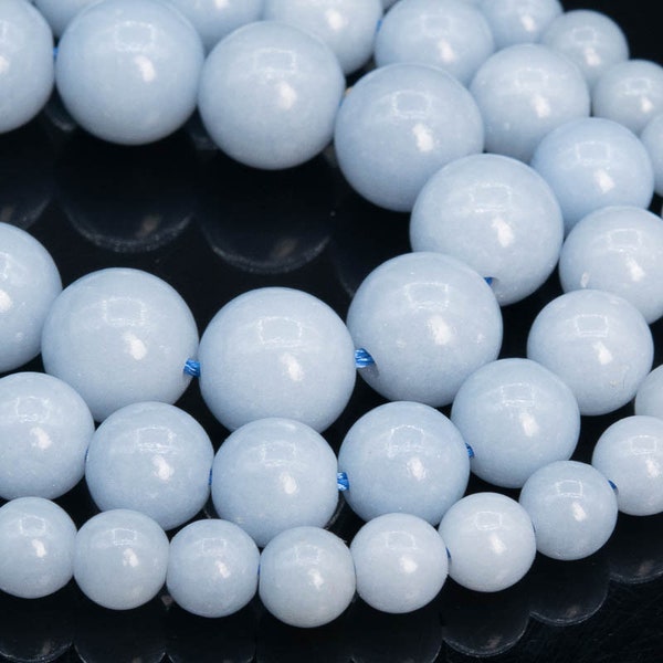 Genuine Natural Blue Angelite Loose Beads Grade AAA Round Shape 6mm 8mm 10mm