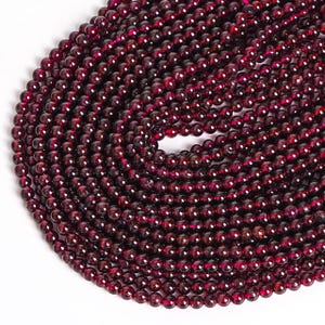 Genuine Natural Brazil Wine Red Garnet Loose Beads Grade AA Round 4MM