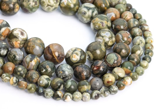 Genuine Natural Green Rhyolite Rain forest Jasper Loose Beads Round Shape 6mm 8mm 10mm