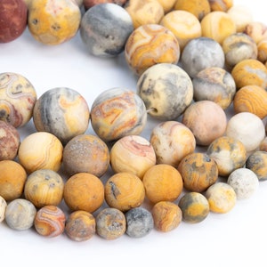 Genuine Natural Matte Orange Cream Crazy Lace Agate Loose Beads Round Shape 6mm 8mm 15mm