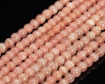 Genuine Natural Orange Pink Rhodochrosite Loose Beads Argentina Grade A+ Round Shape 3mm