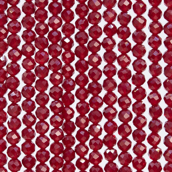 Wine Red Quartz Loose Beads Faceted Round Shape 3MM