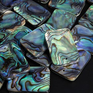 Natürlicher Regenbogen Abalone Shell Anhänger-Rechteckige Form Abalone Shell Top Gebohrter Cabochon Anhänger