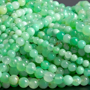 Genuine Natural Green Chrysoprase / Australian Jade Loose Beads Round Shape 3mm 4mm 5mm