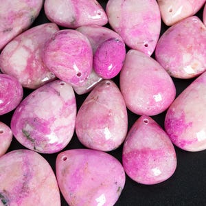 Pink Cobalt Calcite Pendant-Teardrop Shape Top Drilled Cabochon Gemstone Necklace image 1