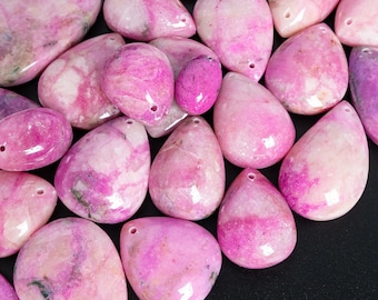 Pink Cobalt Calcite Pendant-Teardrop Shape Top Drilled Cabochon Gemstone Necklace