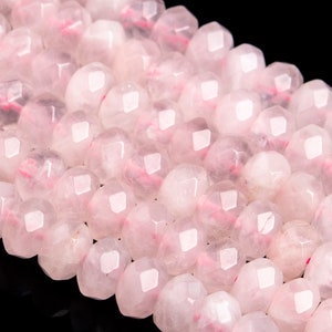 Rose Quartz Beads Grade AA Genuine Natural Gemstone Faceted Rondelle Loose Beads 6x4MM 8x5MM
