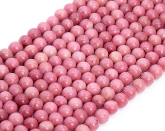 Rhodonite, véritable fleur naturelle haïtienne, perles en vrac, forme ronde 4 mm