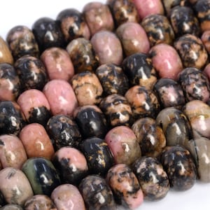 Genuine Natural Rhodonite Loose Beads Rondelle Shape 6x4mm 8x5mm