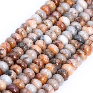 Prawdziwe naturalne czerwone agaty z koronki Crazy Lace luźne koraliki w kształcie rondelka 6 x 4 mm 8 x 5 mm