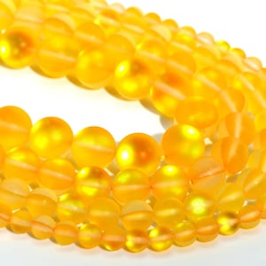 Matte Yellow Mystic Aura Quartz Loose Beads Round Shape 6mm 8mm 10mm 12mm
