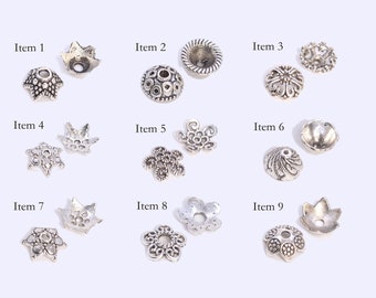 30 pcs Bead Caps Spacers End Cap DIY Jewelry Making - Antique Silver Tone