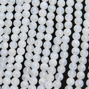 Cuentas sueltas de piedra lunar arcoíris Natural genuina grado indio A + forma redonda 4mm