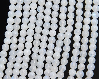 Genuine Natural Rainbow Moonstone Loose Beads Indian Grade A+ Round Shape 4mm