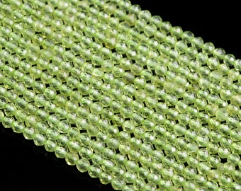 Genuine Natural Peridot Loose Beads Grade AAA Faceted Round Shape 3mm 4mm