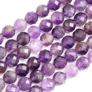 Genuine Natural Purple Amethyst Loose Beads Grade A Faceted Round Shape 6mm