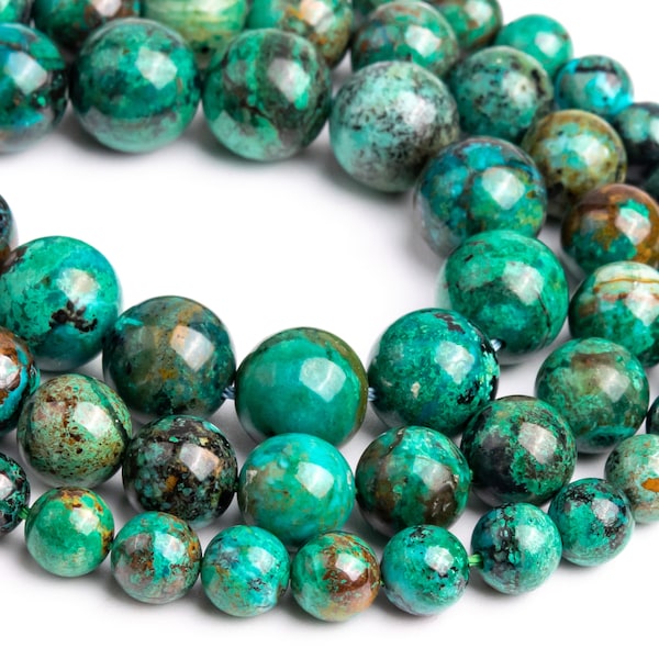 Véritables perles de chrysocolle verte bleue, en vrac, de qualité ronde, 6 mm 8 mm 10 mm, de qualité AAA