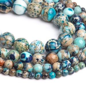 Blue Sea Sediment Imperial Jasper Loose Beads Round Shape 6mm 10mm