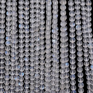 Genuine Natural Blue Flash Moonstone Loose Beads Indian Grade AAA Round Shape 4-5mm