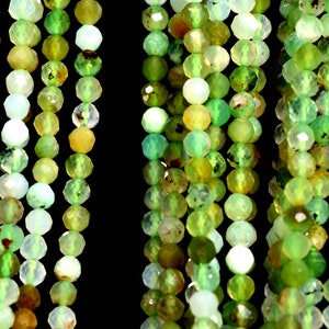 Genuine Natural Chrysoprase / Australian Jade Loose Beads Faceted Round Shape 2mm