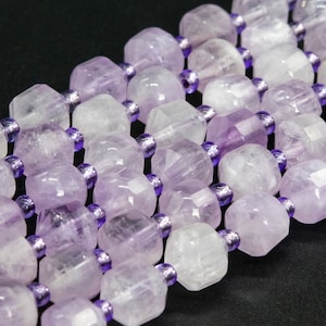 Genuine Natural Lavender Amethyst Loose Beads Faceted Bicone Barrel Drum Shape 8x7mm