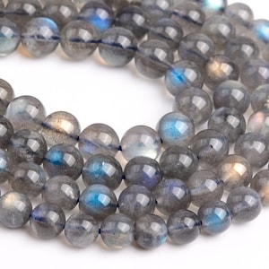 Genuine Natural Translucent Deep Gray Labradorite Loose Beads Grade AAA Round Shape 6mm 6-7mm 7mm 7-8mm 8mm 8-9mm