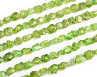 Genuine Natural Peridot Loose Beads Grade AA Pebble Chips Shape 4-7mm