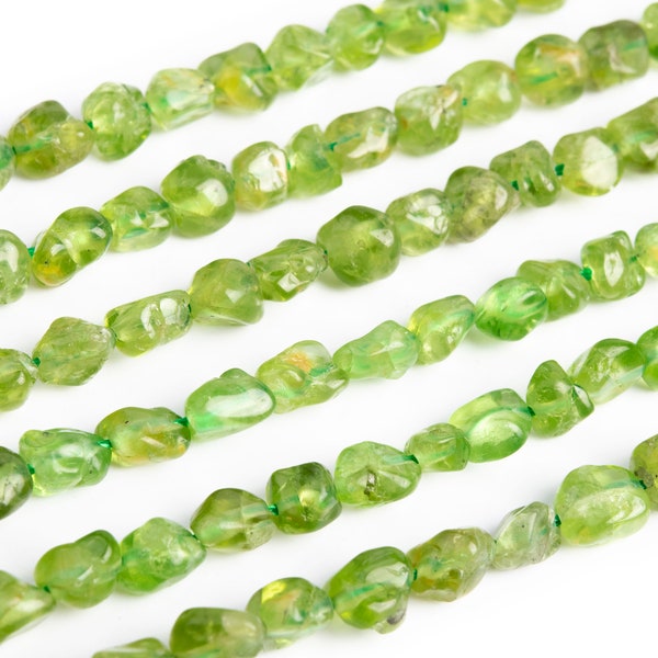 Genuine Natural Peridot Loose Beads Grade AA Pebble Chips Shape 4-7mm