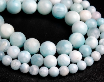 Genuine Natural Faint Blue Hemimorphite Loose Beads Grade A Round Shape 6mm 8mm 10mm