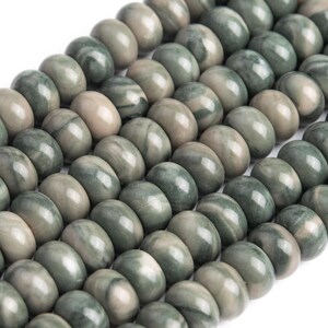 Genuine Natural Green Wood Skin Jasper Loose Beads Rondelle Shape 8x5mm
