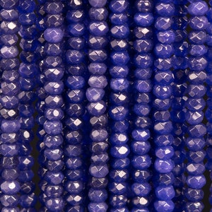 Natural Deep Purple Blue Jade Loose Beads Faceted Rondelle Shape 4x3MM