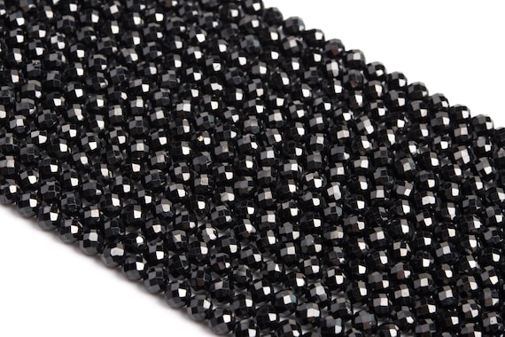 Genuine Natural Black Spinel Loose Beads Faceted Round Shape 3mm
