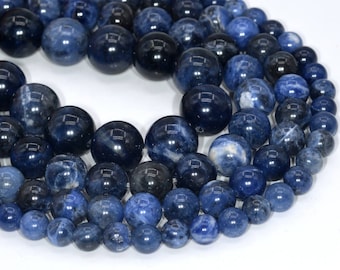 Genuine Natural Sodalite Loose Beads Round Shape 6mm 8mm 10-11mm 12mm 16mm