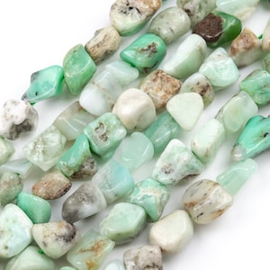 Genuine Natural Chrysoprase / Australian Jade Loose Beads Grade A Pebble Nugget Shape 6-8mm