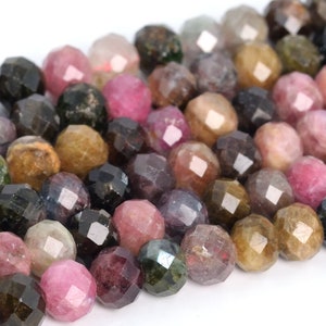 Véritable tourmaline multicolore naturelle non sertie, forme rondelette à facettes, qualité A, 5 x 4 mm 7 x 5 mm